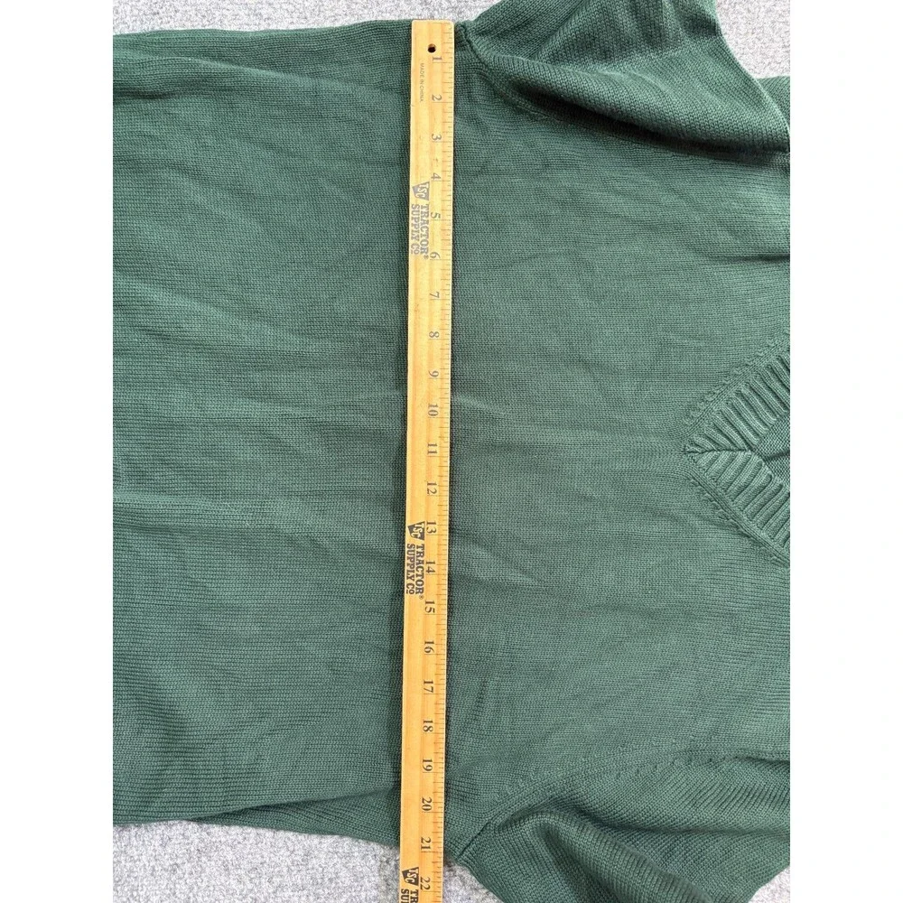 J CREW Sweater Mens Large Green Pull Over Long Sleeve Knit Cotton Dad